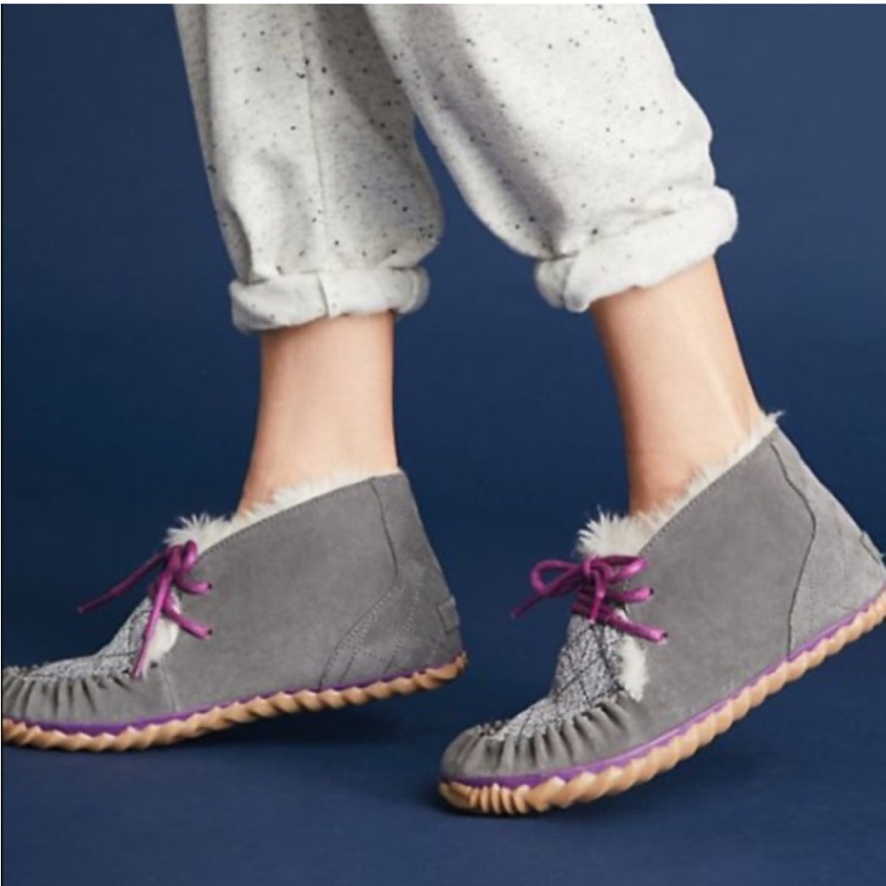 Sorel Out N About Faux Fur Suede Moccasins